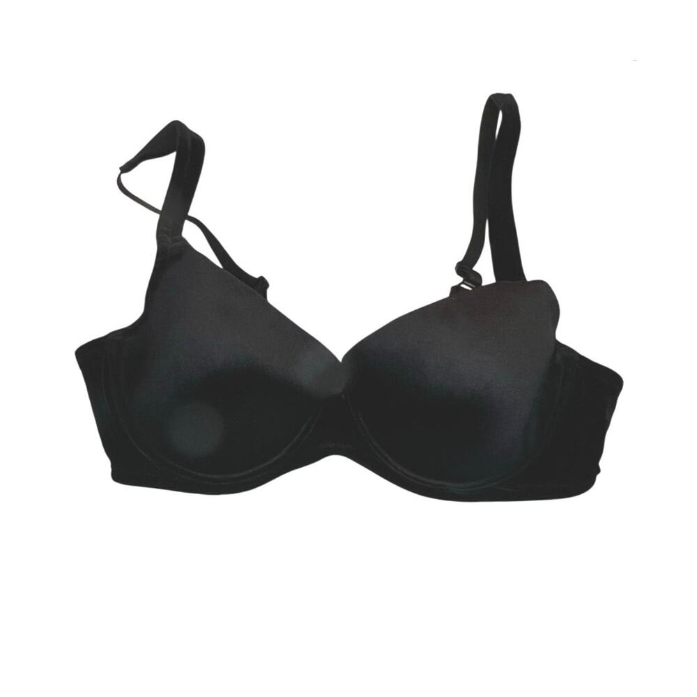 Victoria's Secret Velour Demi Bra 36C Black Y2K Glam Lingerie Chic